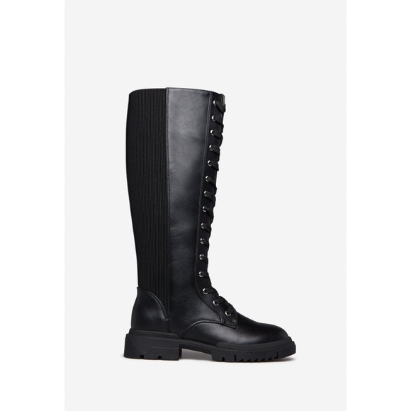 Shoedazzle Arlette Lace-Up Flat Boot - Picture 2 of 4